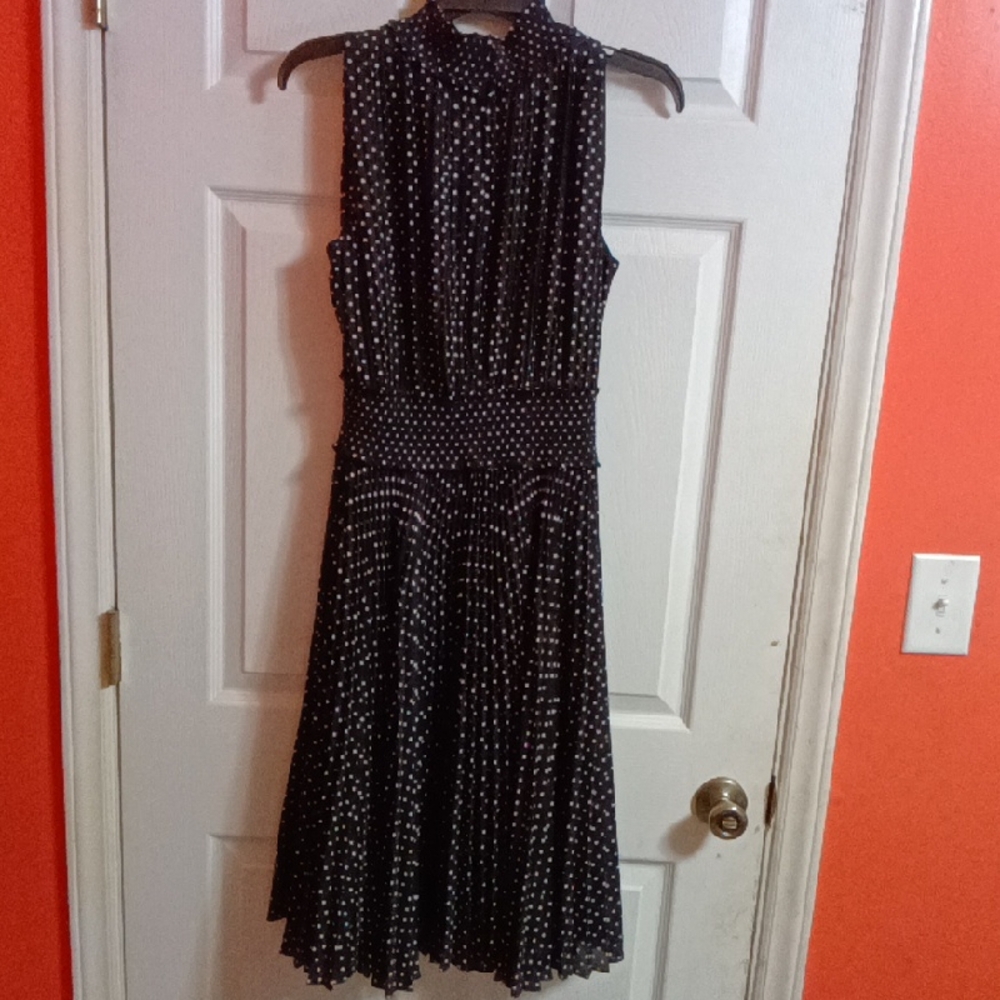 Nanette Lepore Black Pleated A-Line Dress Halter Neck